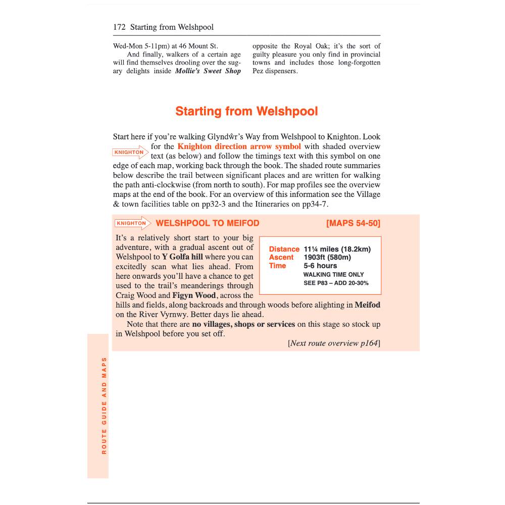 Glyndwr's Way Trailblazer guidebook - inside page - The Trails Shop
