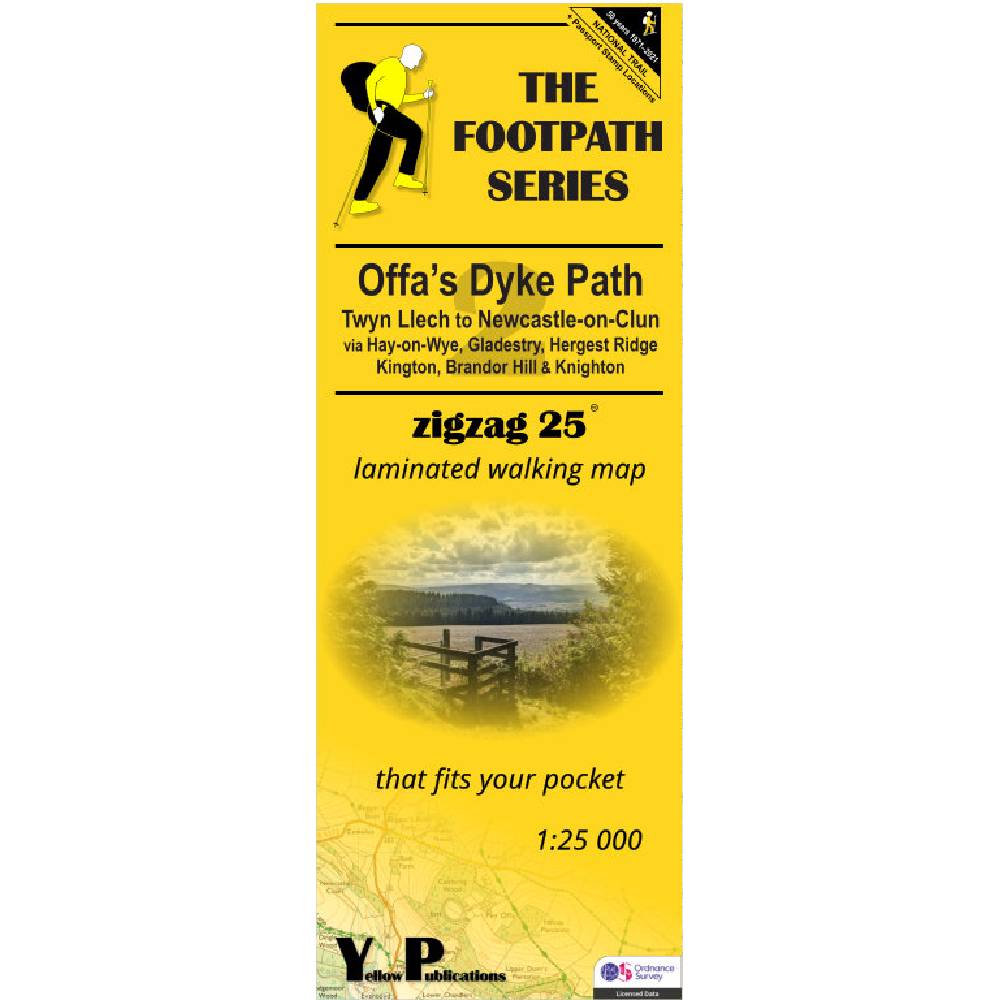 Yellow map cover of Offa's Dyke Path Map 2 Twyn Llech to Newcastle-on-Clun