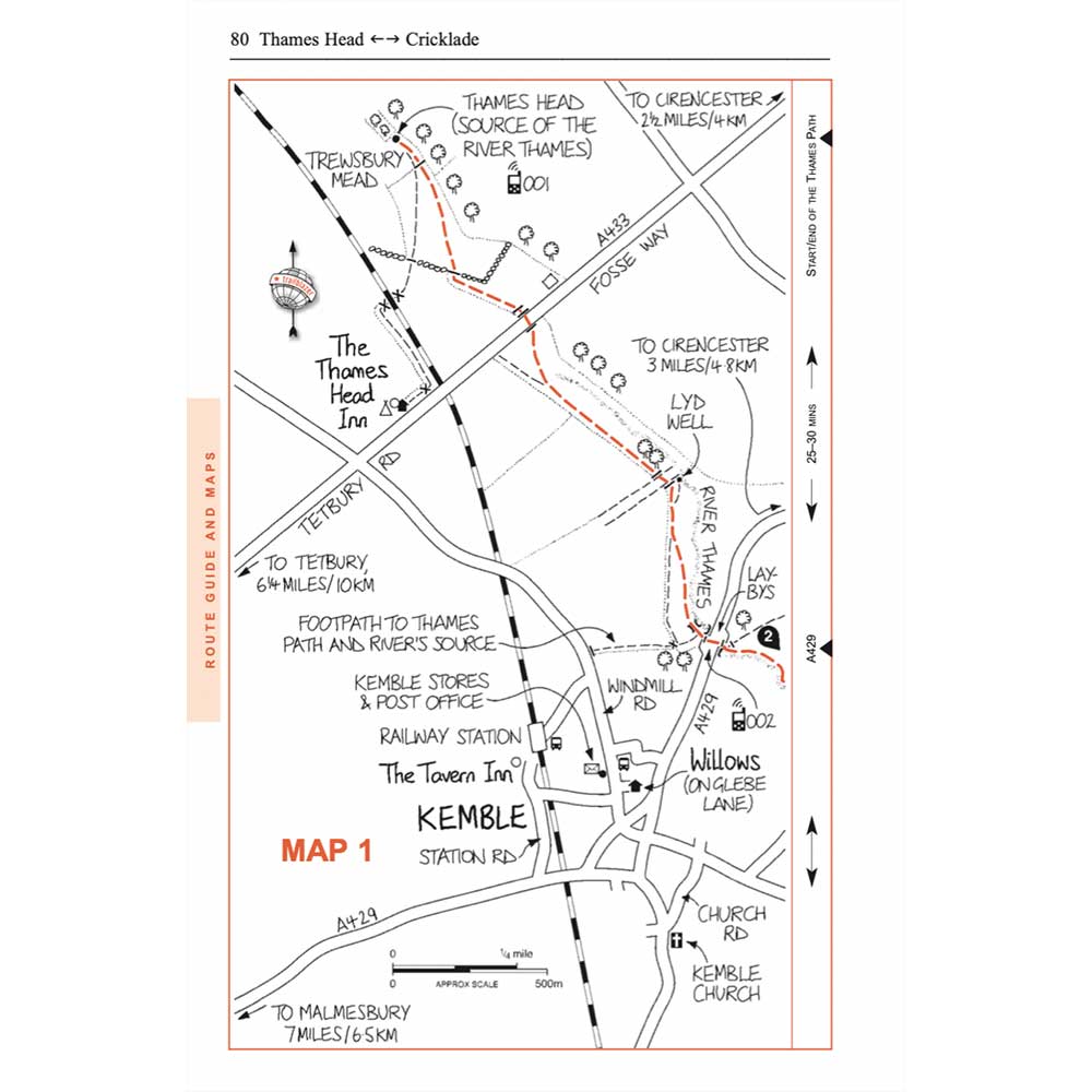Thames Path Trailblazer guidebook Kemble map