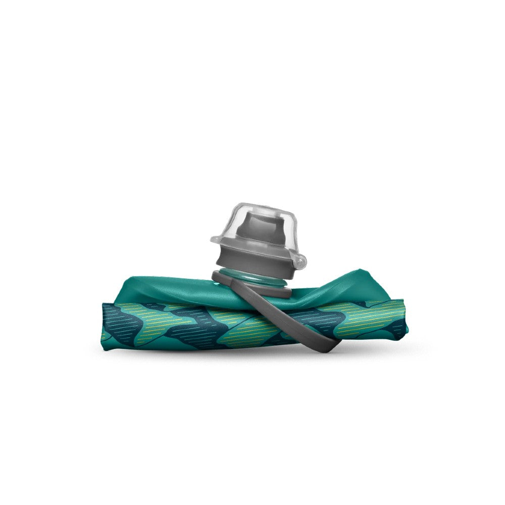 Stow glacier blue 500ml water bottle with mountain design - folded