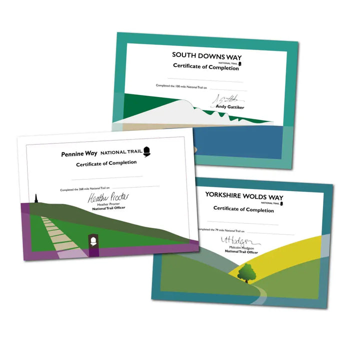 National Trail Completion Certificates from The Trails Shop