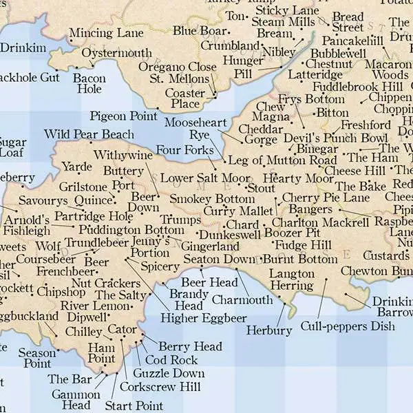 ST&G's Slightly Overcooked Map of Tasty British Place Names-The Trails Shop