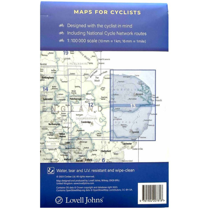 back of map 13 showing area covered