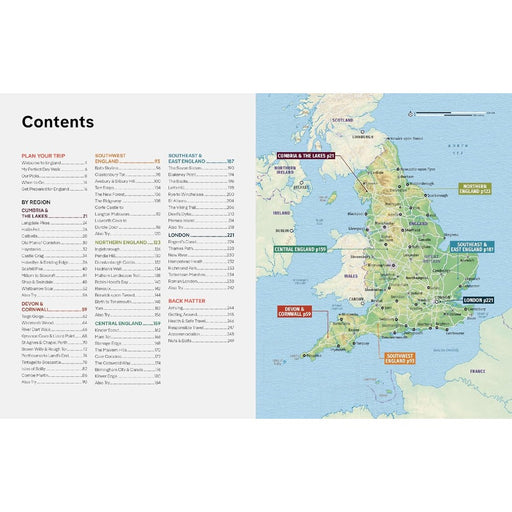 Best day walks in England Lonely Planet contents page
