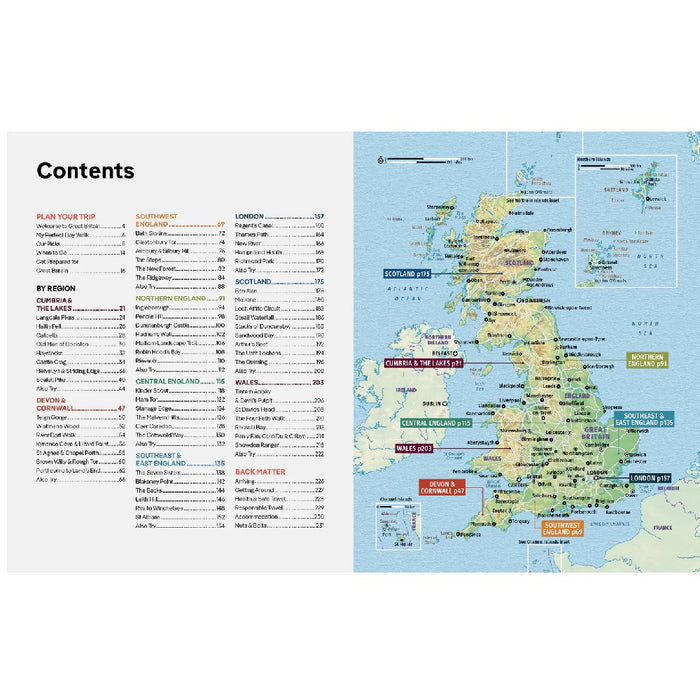 Best Day walks in GB-Lonely Planet guidebook contents page