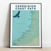 Ceredigion coast path print - blue green