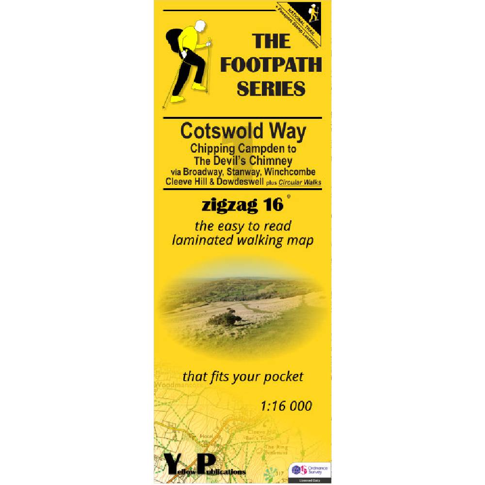 Yellow map cover of the Cotswold Way Map 1 Chipping Campden to The Devil's Chimney