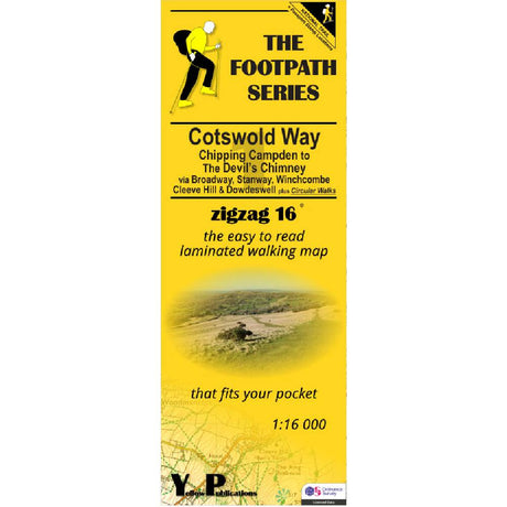Yellow map cover of the Cotswold Way Map 1 Chipping Campden to The Devil's Chimney