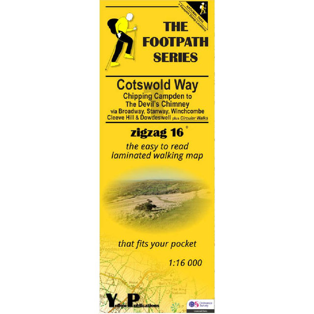 Yellow map cover of the Cotswold Way Map 1 Chipping Campden to The Devil's Chimney