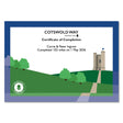 Cotswold Way National Trail certificate of completion with scenic design and tower illustration.