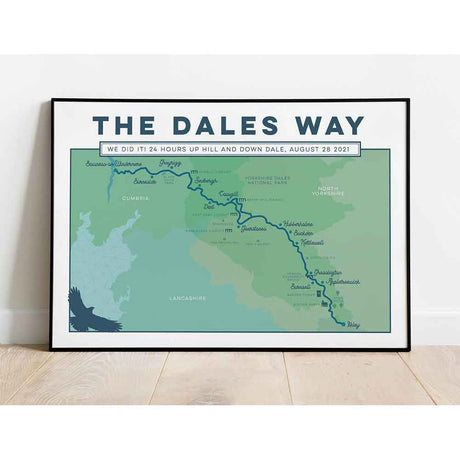 The Dales Way personalised art print blue