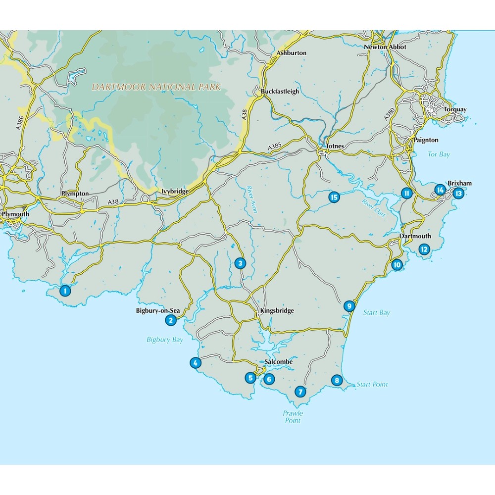 15 short walks in South Devon - walk locator map