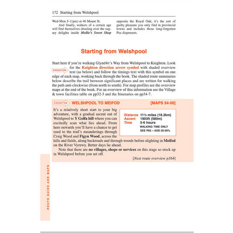 Glyndwr's Way Trailblazer guidebook - inside page - The Trails Shop
