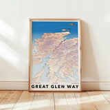 Great Glen Way contours poster framed