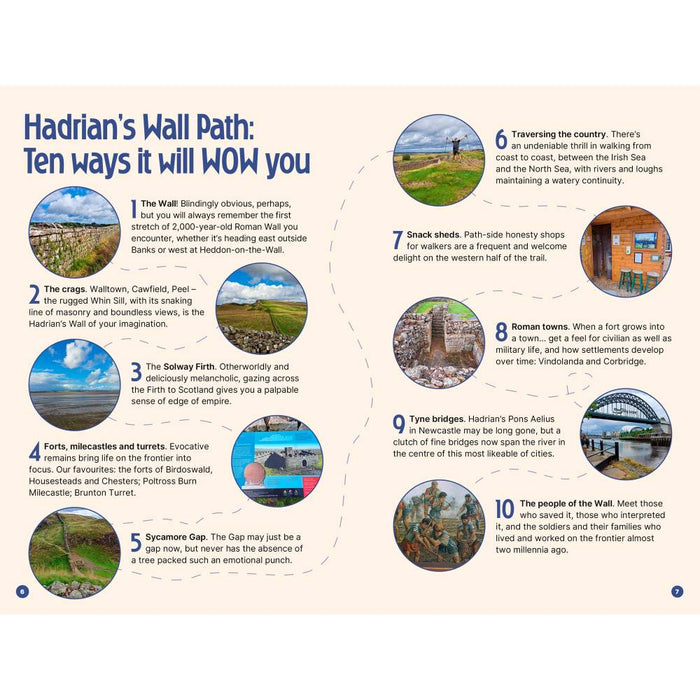 Hadrian's Wall Path with scenic images and text highlighting ten ways it will wow visitors.