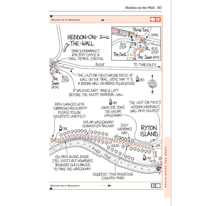 Hadrian's Wall Path Trailblazer guidebook Heddon map