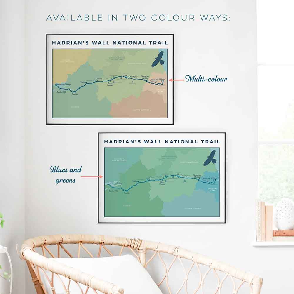 Hadrian's Wall Path National Trail art print colours