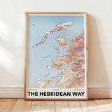 Framed map of The Hebridean Way on a wall