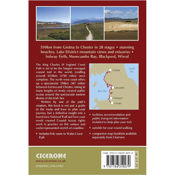 Back cover of King Charles III England Coast Path guidebook for the North West