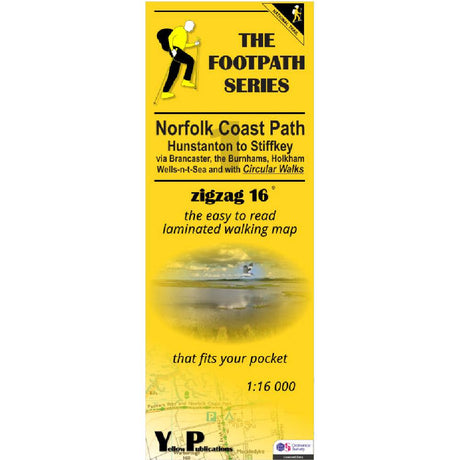 Yellow map cover of Norfolk Coast Path Map 1 - Hunstanton to Stiffkey 