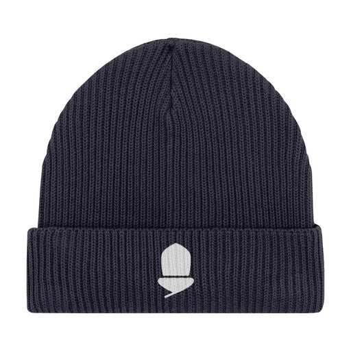 Navy beanie hat with embroidered acorn logo