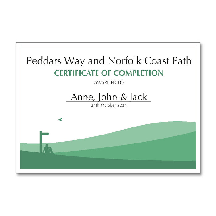 Peddars Way & Norfolk Coast Path Completion Certificates