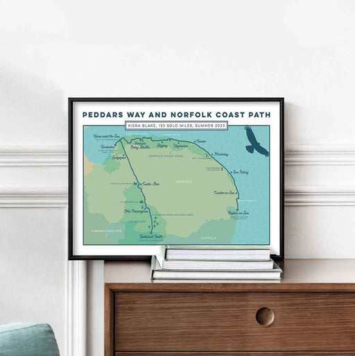 Peddars Way and Norfolk Coast Path personalised art print