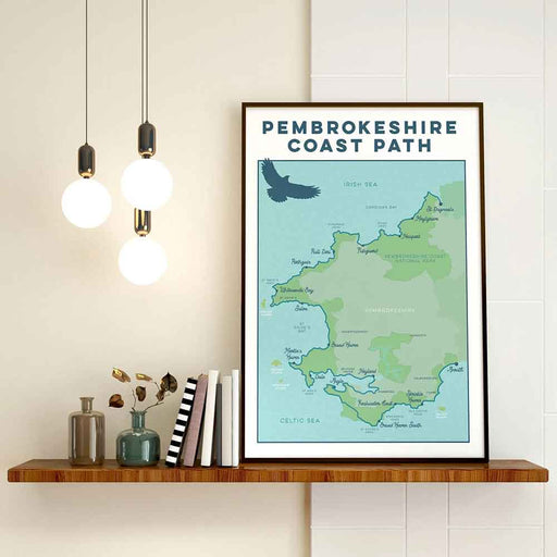 Pembrokeshire Coast Path art print blue