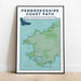 Pembrokeshire Coast Path personalised art print blue
