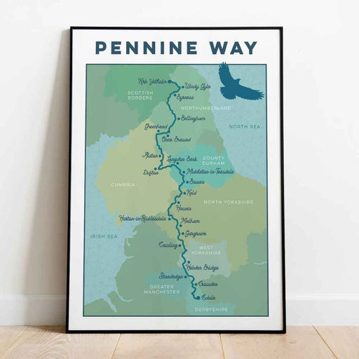 Pennine Way National Trail art print blue