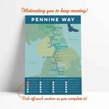 Pennine Way tick box art print blue