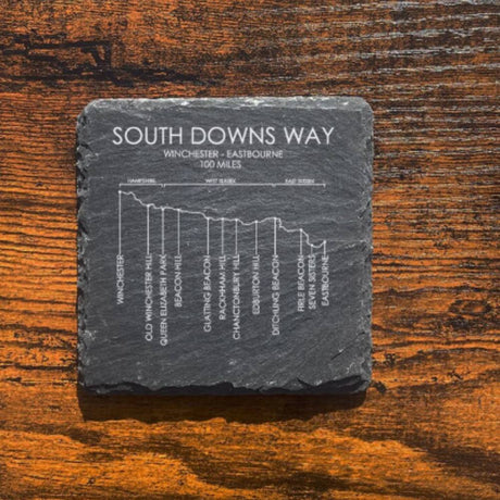 South Downs Way s;ate etched coaster