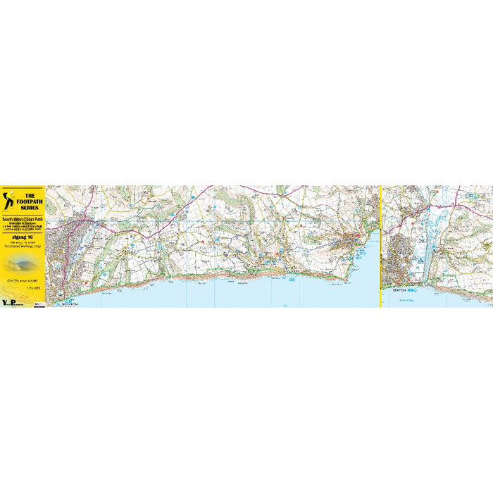 South West Coast Path easy-read map - zigzag 18 - Sidmouth to Seatown inside front. The Trails Shop.