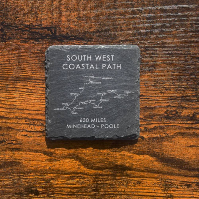 South West Coast Path etched slate coaster 