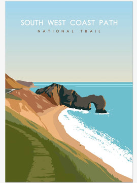 South West Coast Path National Trail Poster - a Trail to Remember
