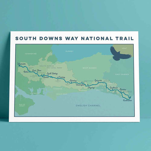 South Downs Way National Trail art print blue