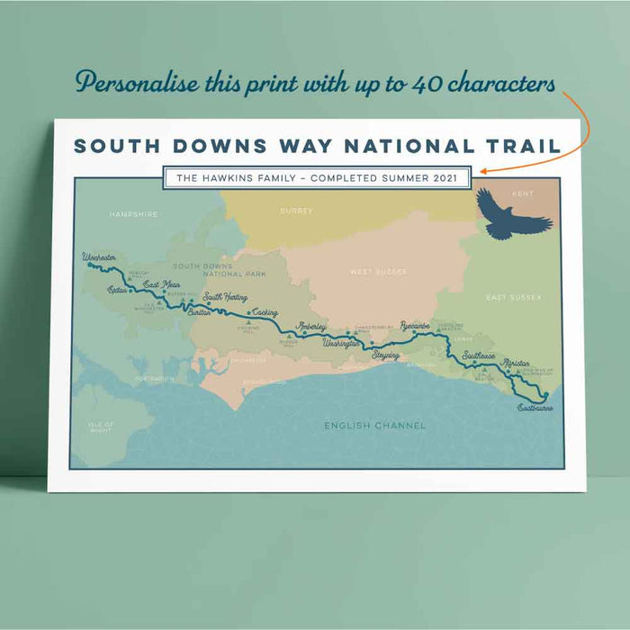South Downs Way personalised art print multi