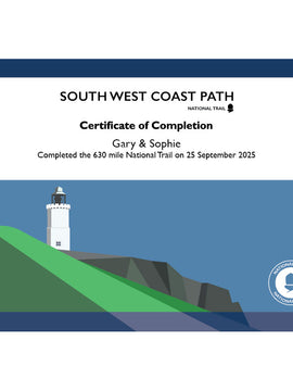 South West Coast Path Completion Certificate