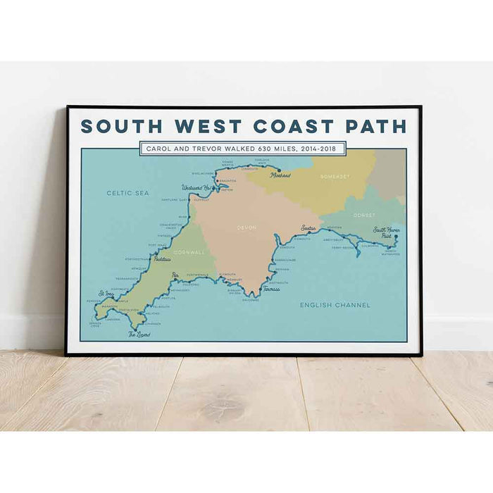 South West Coast Path personalised print multi