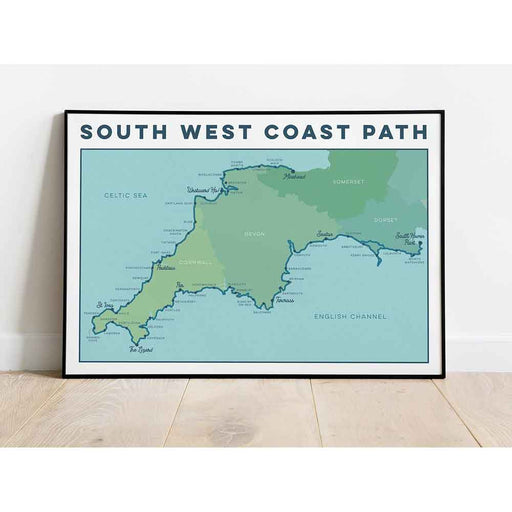 South West Coast Path National Trail art print blue