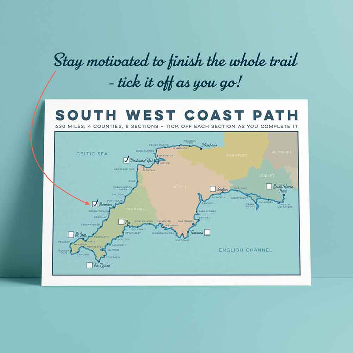 South West Coast Path tick box design print multi