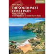 Book cover of 'The South West Coast Path' guidebook with a scenic image of a coastal landscape.