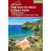 Book cover of 'The South West Coast Path' guidebook with a scenic image of a coastal landscape.