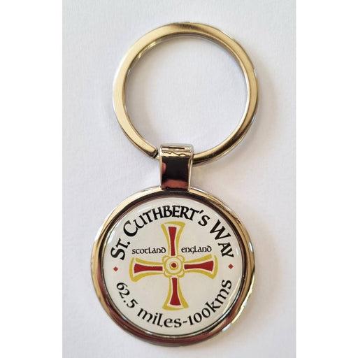 Keychain with St. Cuthbert's Way design on a white background