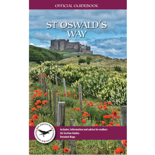 Book cover of 'St Oswald's Way' guidebook with a castle and landscape on the cover.