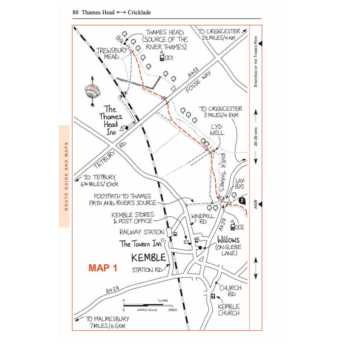 Thames Path Trailblazer guidebook Kemble map 