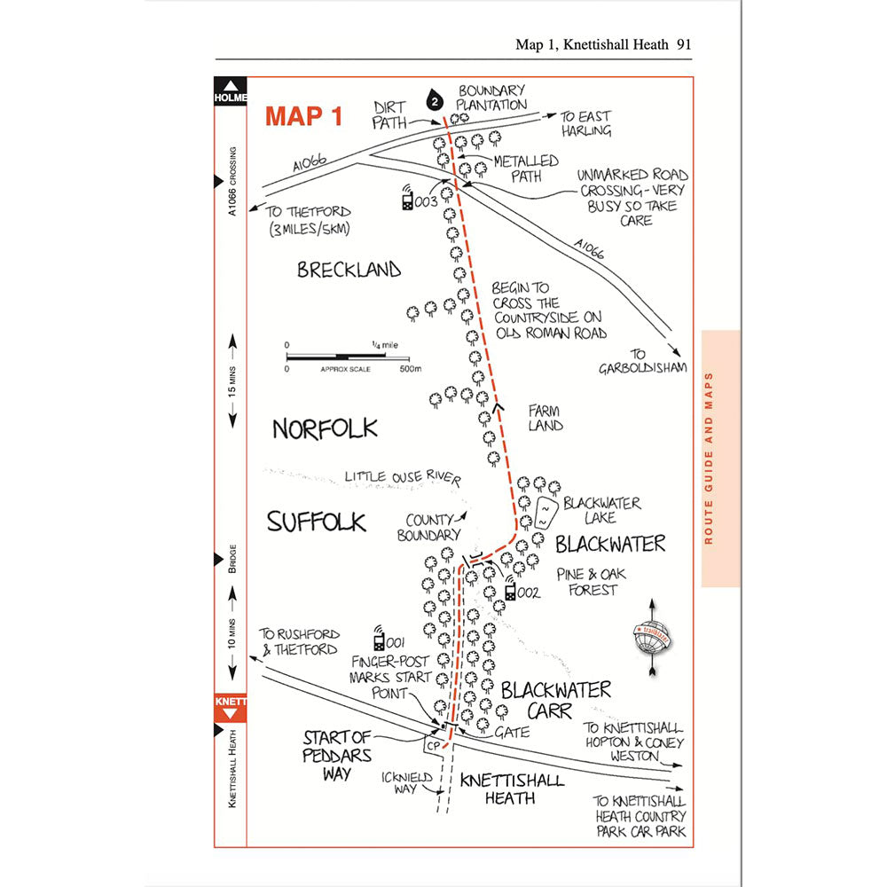 Norfolk Coast Path & Peddars Way Knettishall Heath map 
