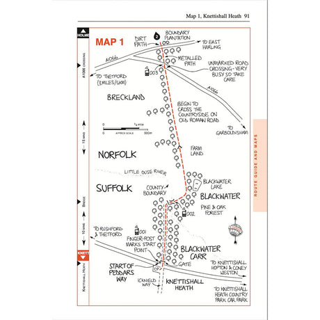 Norfolk Coast Path & Peddars Way Knettishall Heath map 