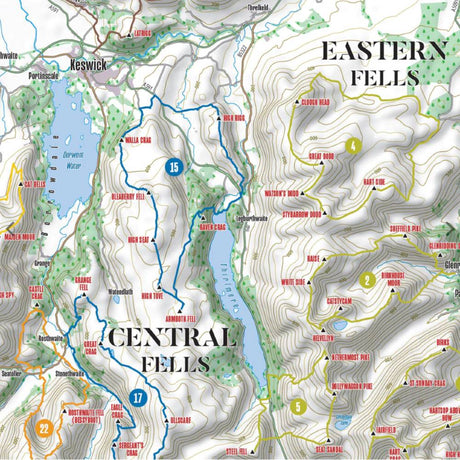 Peak Bagging Wainwrights map poster - Vertebrate Publishing- The Trails Shop