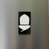 Black and white National Trail logo acorn fridge magnet